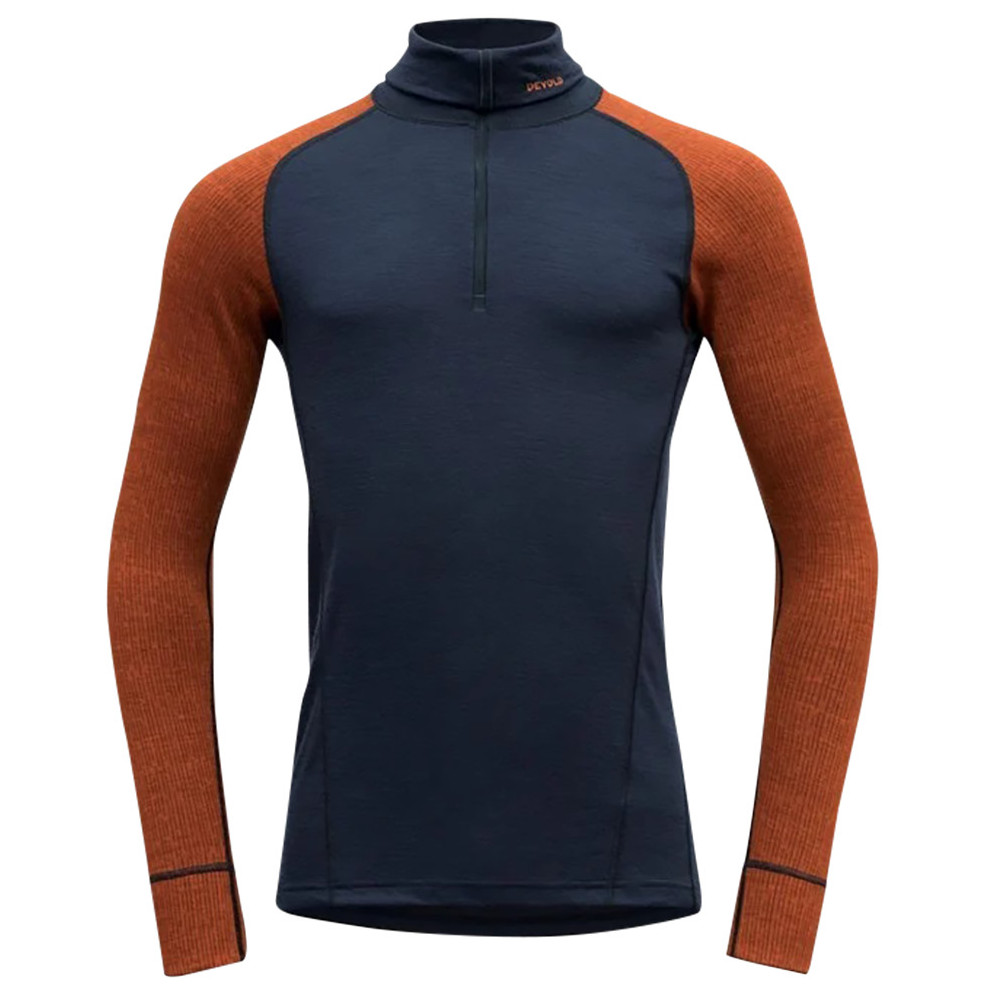 Pánský rolák Devold Duo Active Man Zip Neck Velikost: XL / Barva: oranžová/modrá