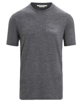 Pánské funkční triko Icebreaker Tech Lite II SS Tee Mountain Sunset Velikost: XL / Barva: šedá