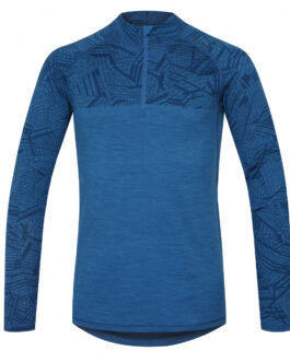 Pánské termoprádlo Husky Merino 100 Dl. Rukáv Zip M Velikost: XXL / Barva: tmavě modrá