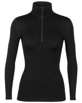 Dámské funkční triko Icebreaker 260 Tech LS Half Zip Velikost: M / Barva: černá