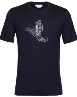 Pánské triko Icebreaker Tech Lite II SS Tee Skiing Yeti Velikost: M / Barva: tmavě modrá