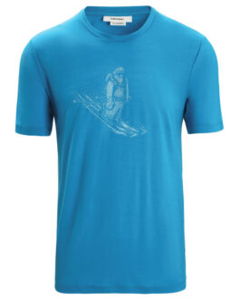 Pánské triko Icebreaker Tech Lite II SS Tee Skiing Yeti Velikost: XXL / Barva: světle modrá